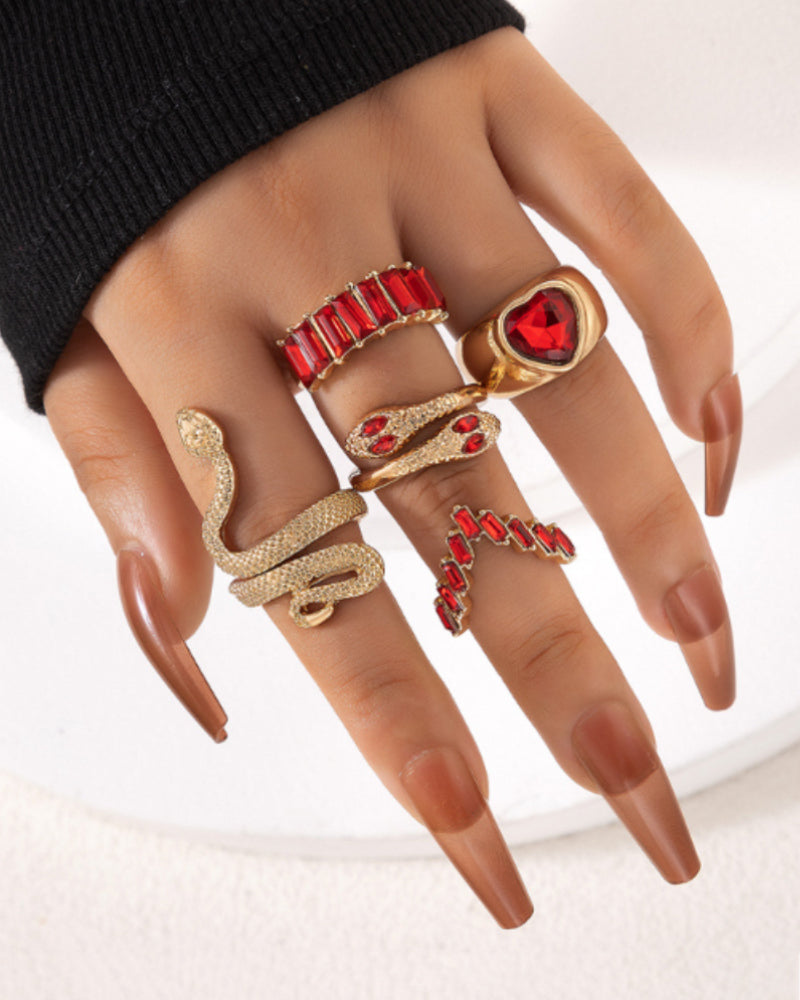 Slangehjerte femdelt ringsett