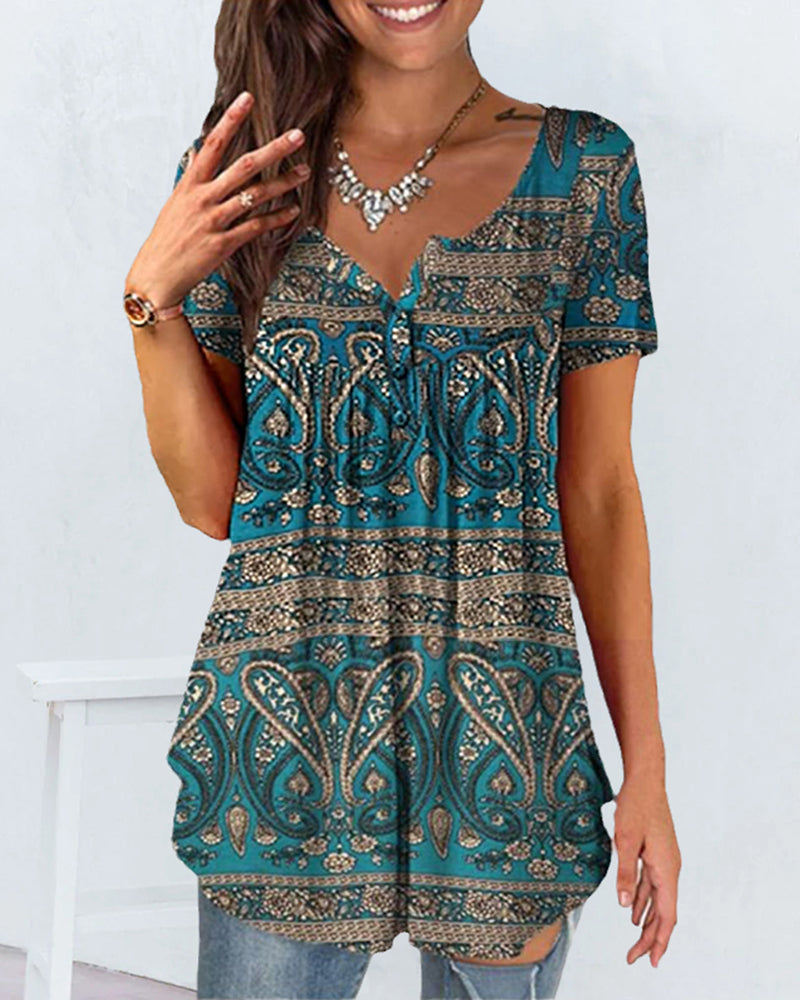 Løse V-hals med korte ermer