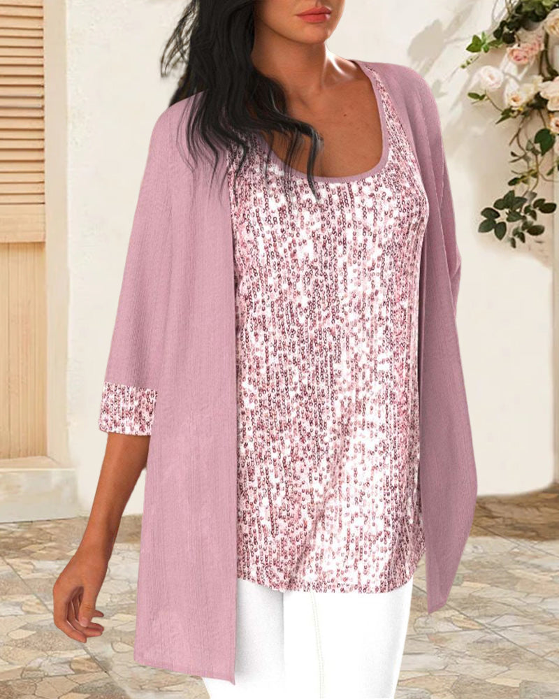 Paljett-topp og cardigan