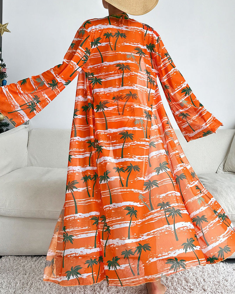 Tredelt bikinisett med kokosnøtttrykk