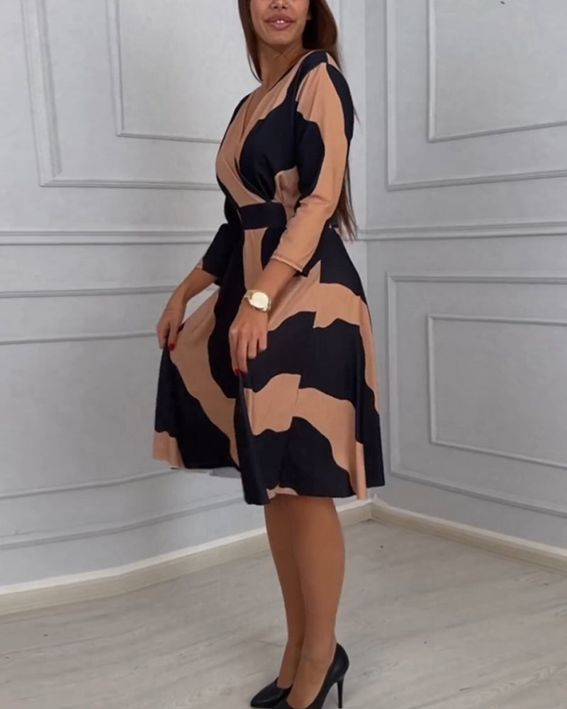 Vintage A-linje kjole med trykk