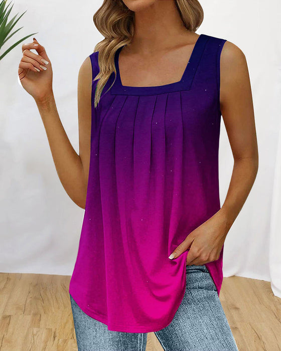 Firkantet skjorte med fjær- og blomstertrykk