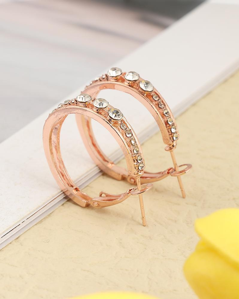 Rhinestone-belagte øredobber med store bøyler