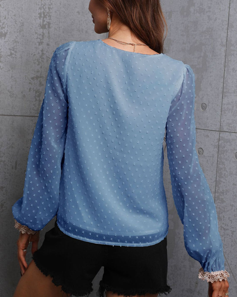 Langermet Bluser med blonder i solid farge