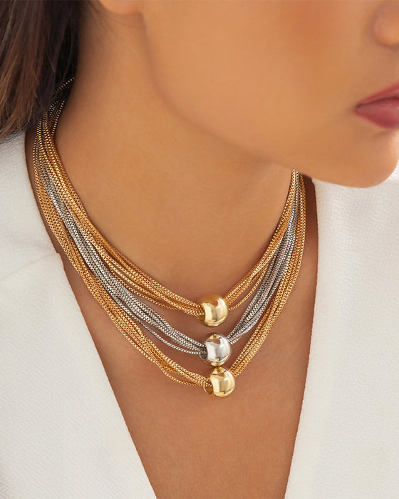 Lagdelt kjede stablebar geometrisk ball halskjede armbånd