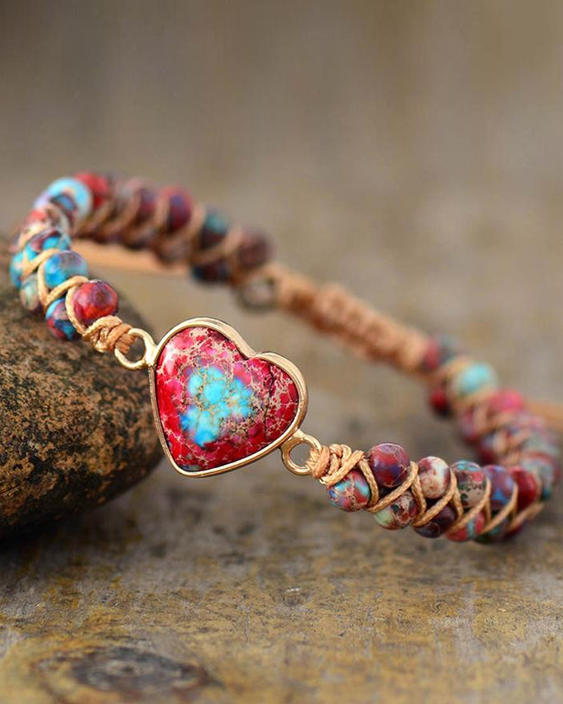 Lidenskapelig hjertearmbånd med jaspisstein