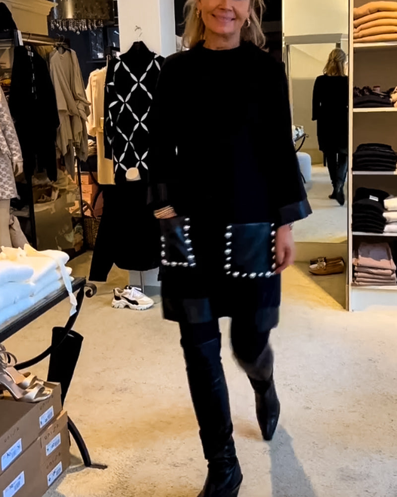 Rund hals uformell kjole med lommer