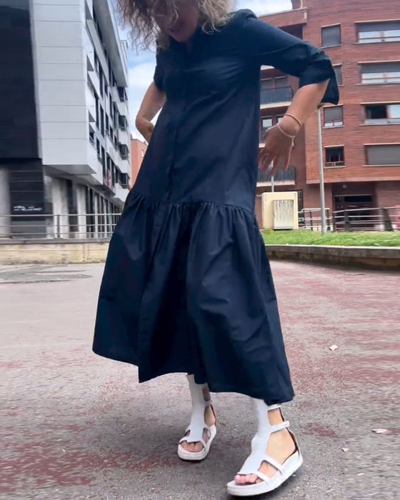 Ensfarget uformelt langermet kjole