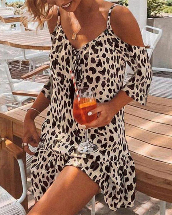 Kjole med leopardmønster