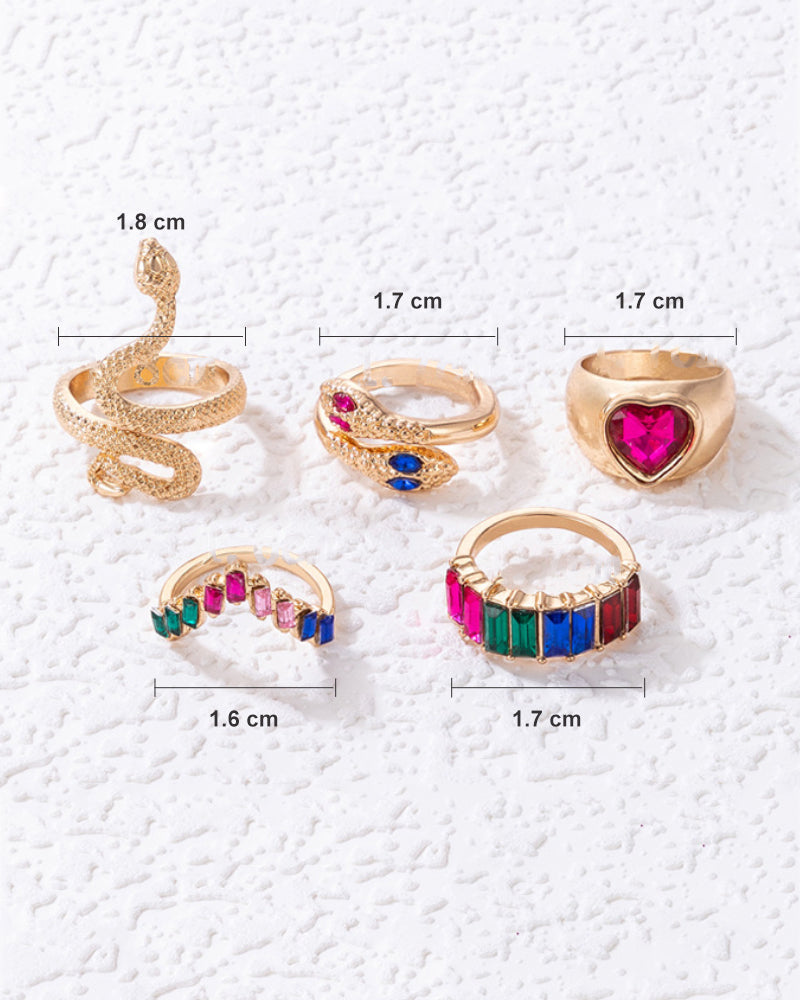 Slangehjerte femdelt ringsett