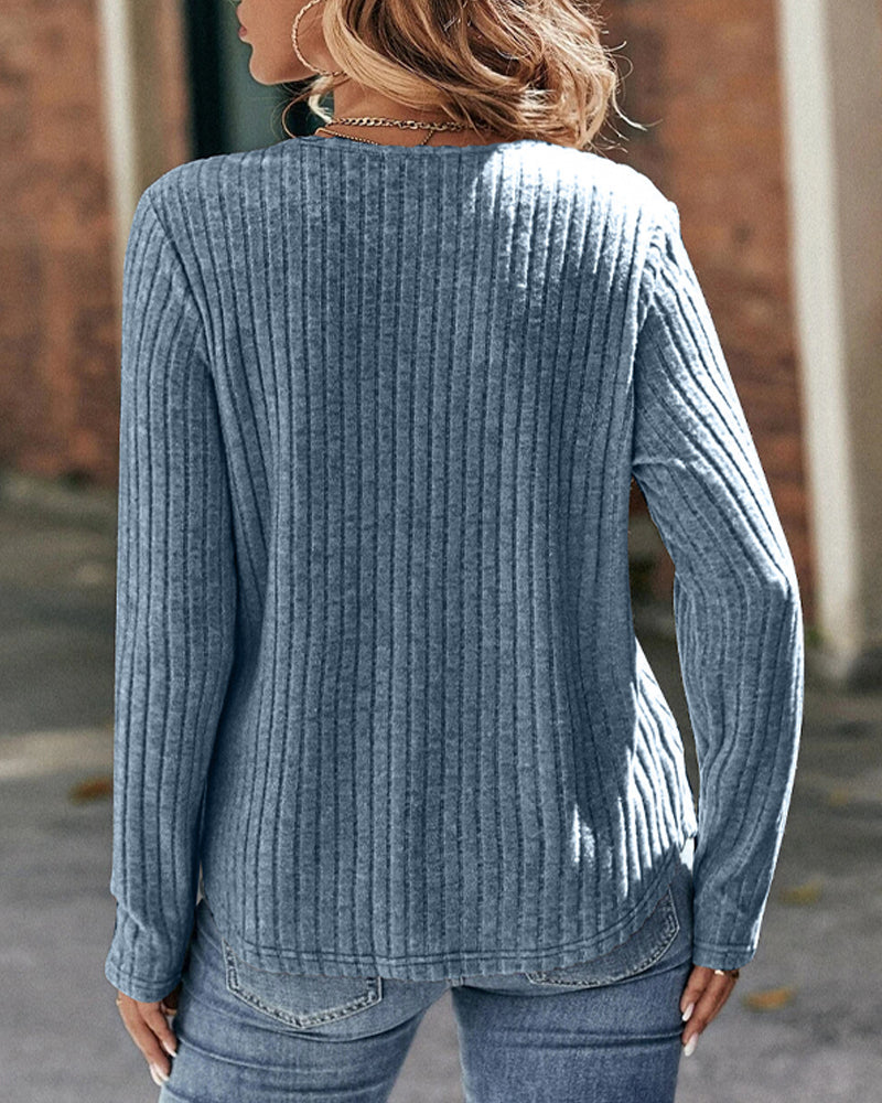 Langermet blonde topp med rund hals