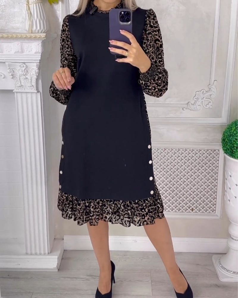 Elegant A-formet kjole med fargeblokk