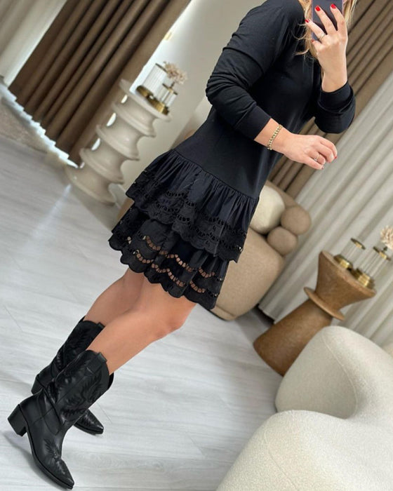 Elegant blondekjole med lange ermer