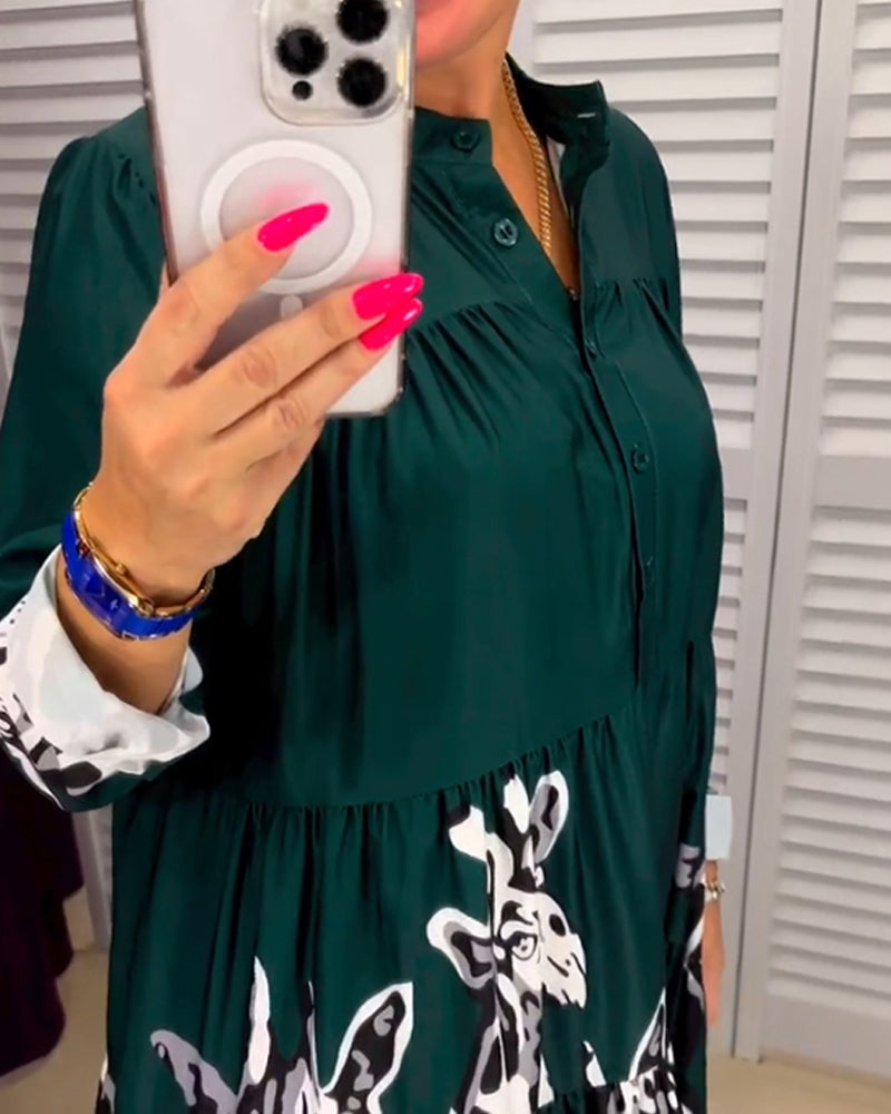 Uformell lang kjole med trykt knapp