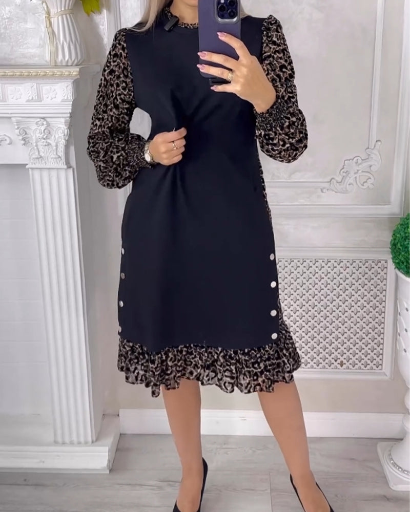 Elegant A-formet kjole med fargeblokk