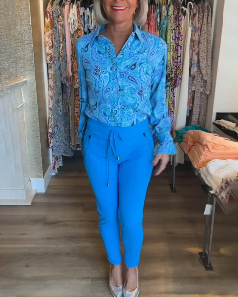 Langermet ferieskjorte med trykk