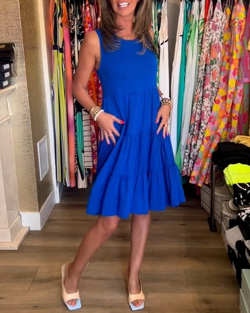 Kjole med plissert passform og ermeløs