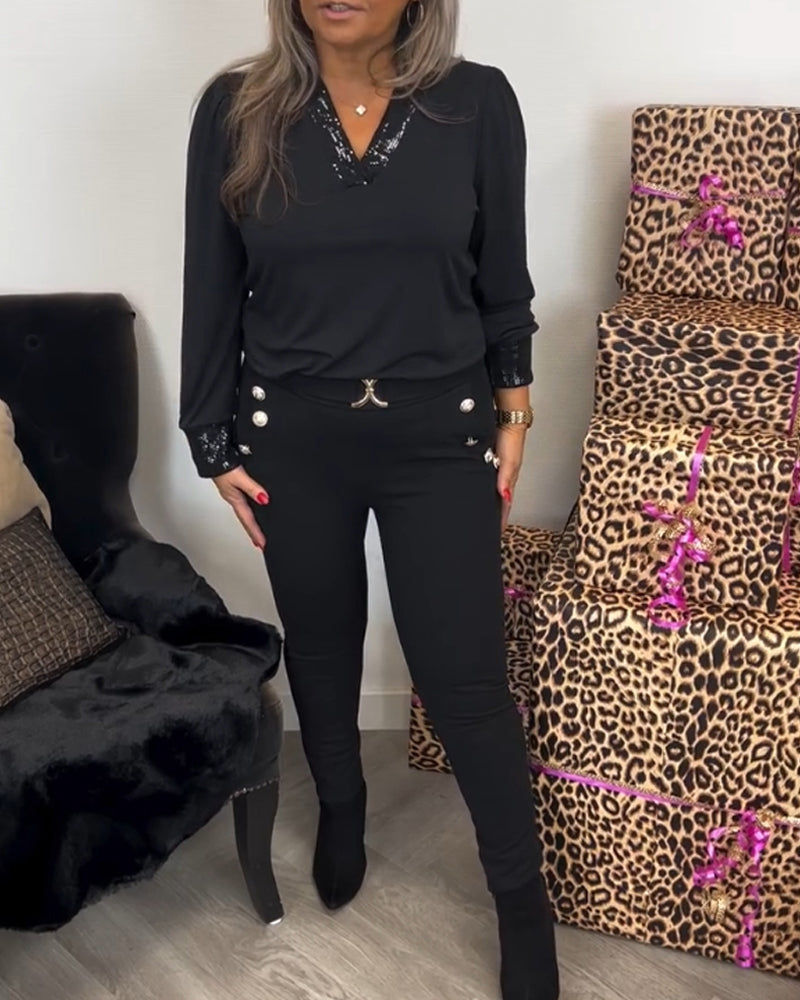 Ensfarget Pendeltopp med V-hals