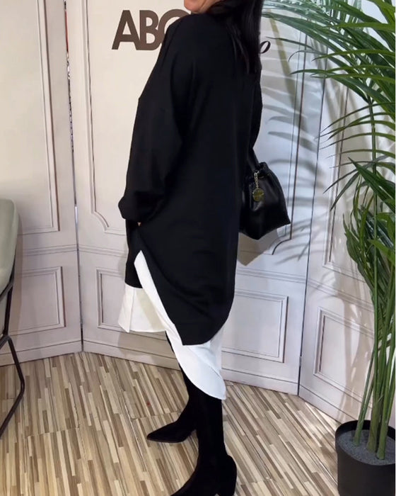 Runde nakke lappeteppe kjole