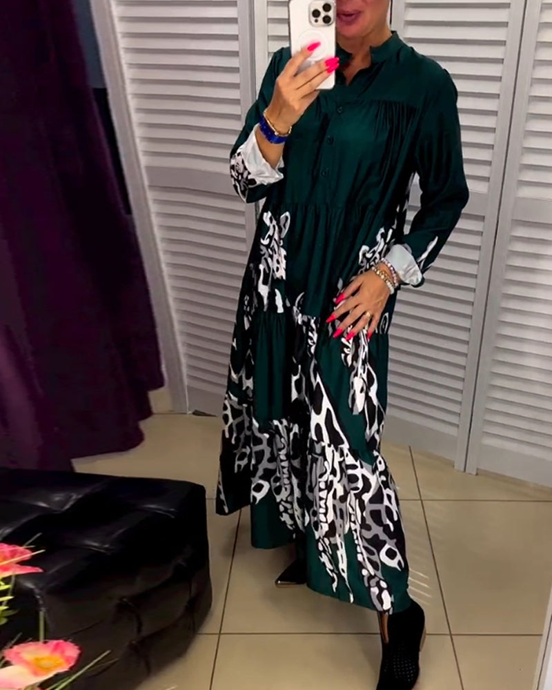 Uformell lang kjole med trykt knapp