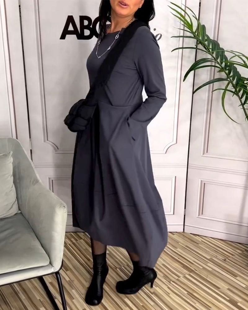 Kjole med casual stil og rund hals