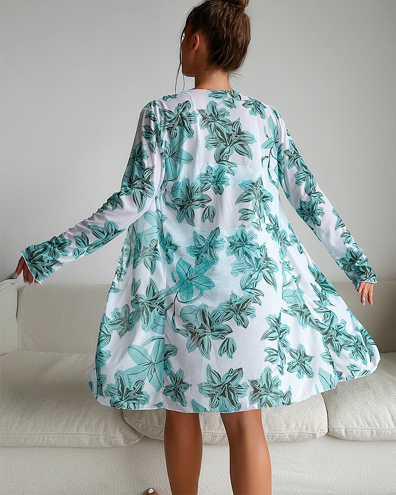 Tredelt sett med motetrykt bikinideksel