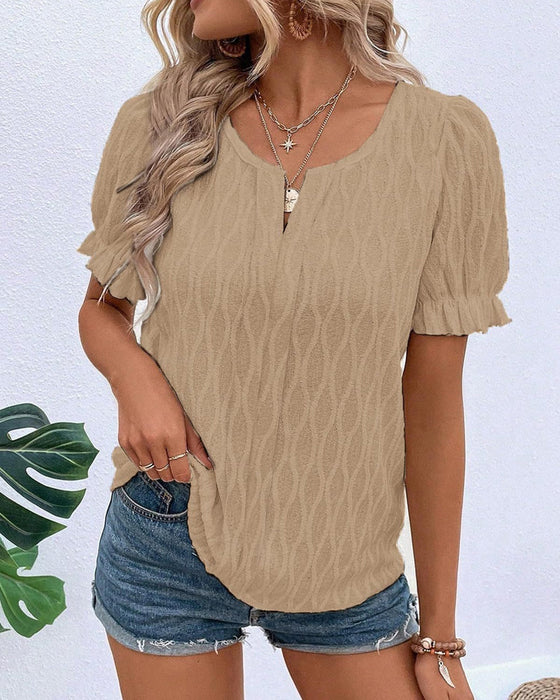 V-hals puffermet ensfarget topp