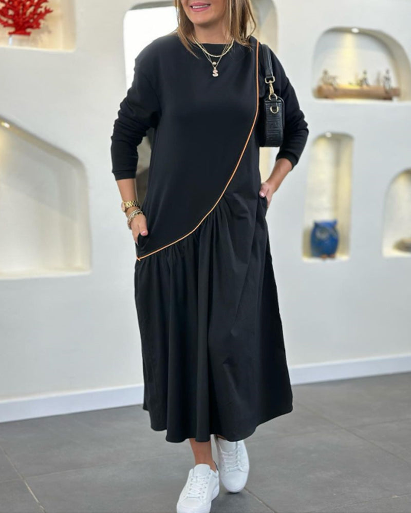 Skiftkjole med lomme og lange ermer