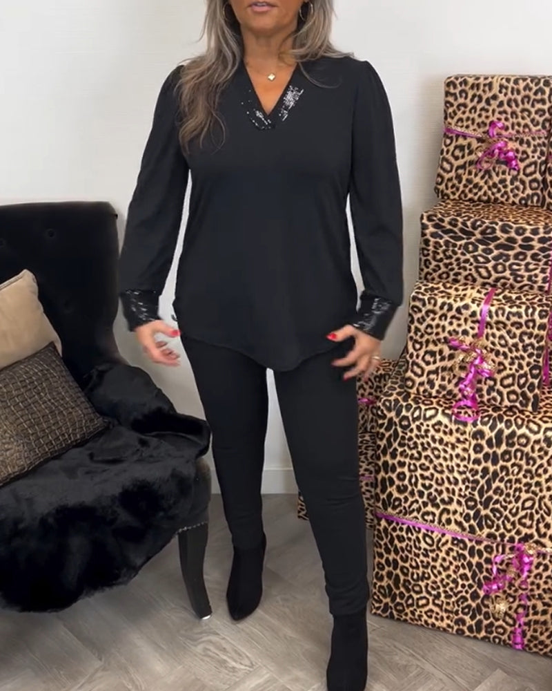 Ensfarget Pendeltopp med V-hals