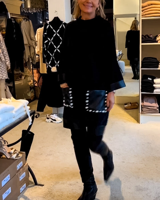 Rund hals uformell kjole med lommer