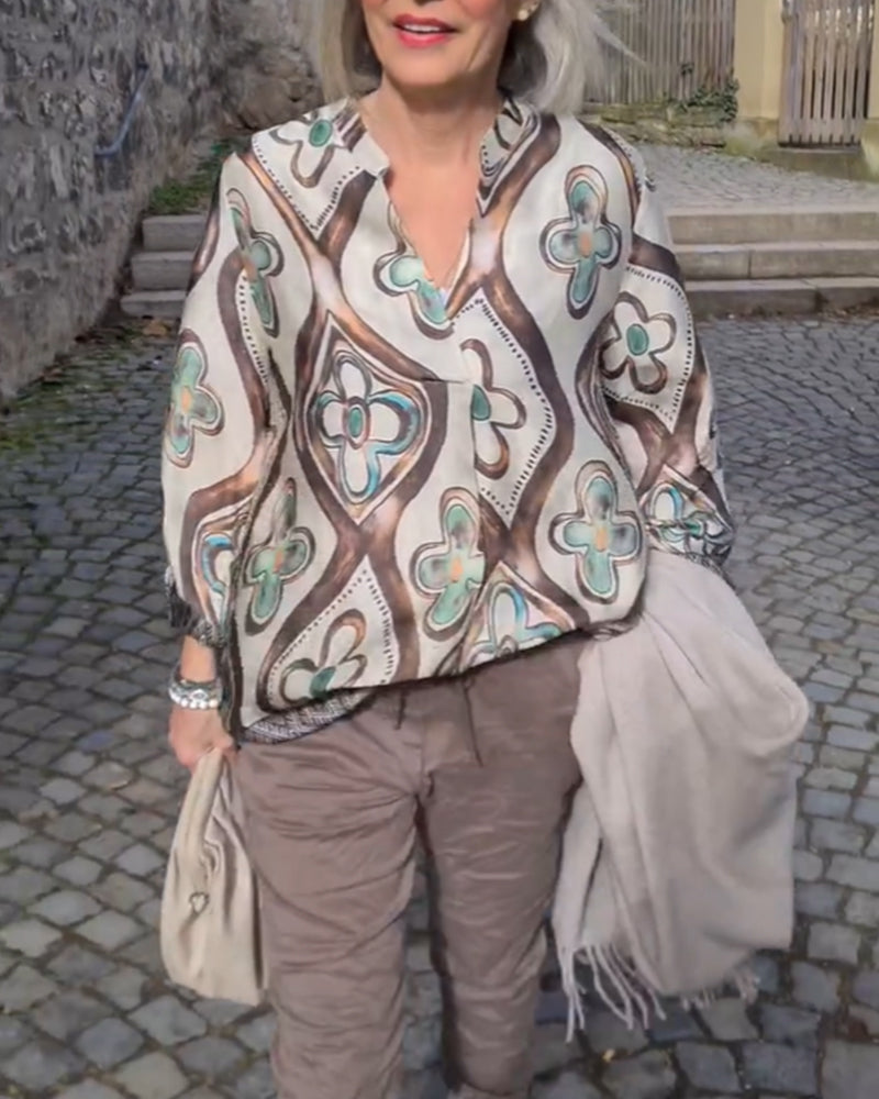 Bluse med retrostil og lange ermer