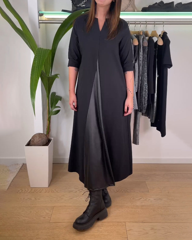 Uformelt patchwork ensfarget kjole