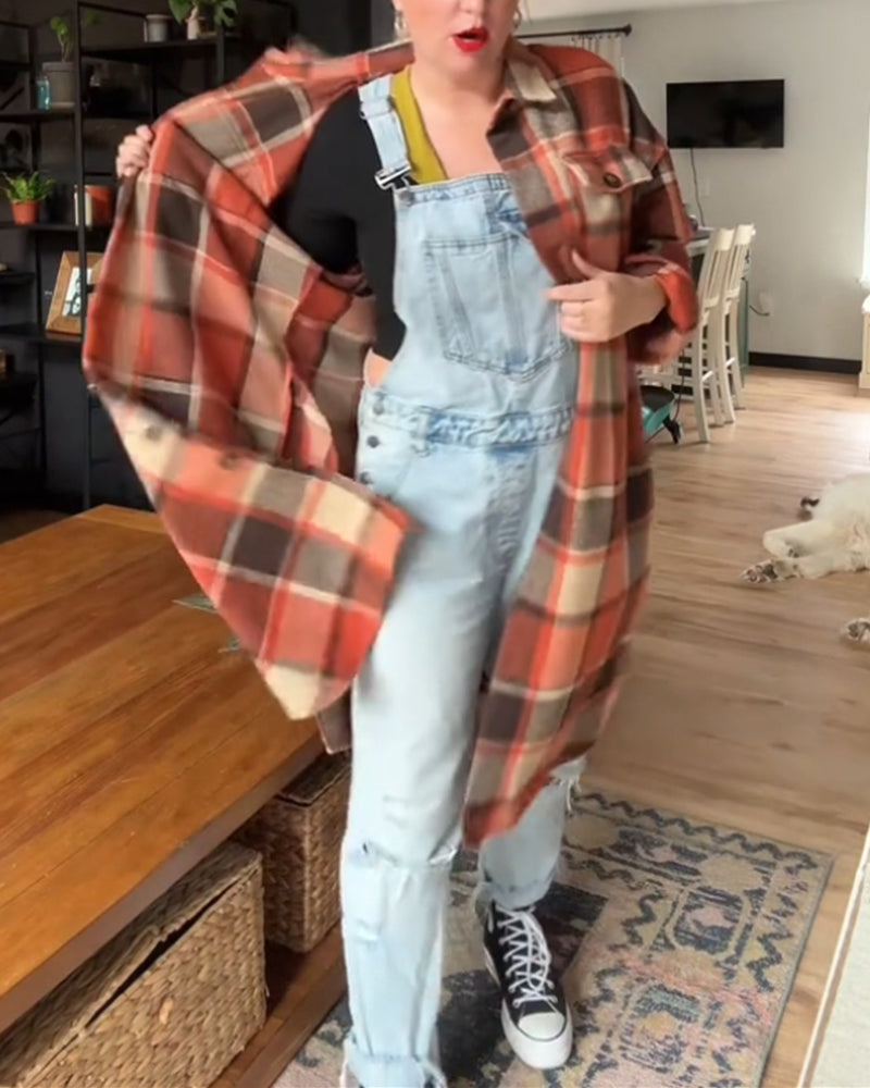 Uformell rutete kåpe med knapper