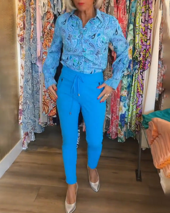 Langermet ferieskjorte med trykk