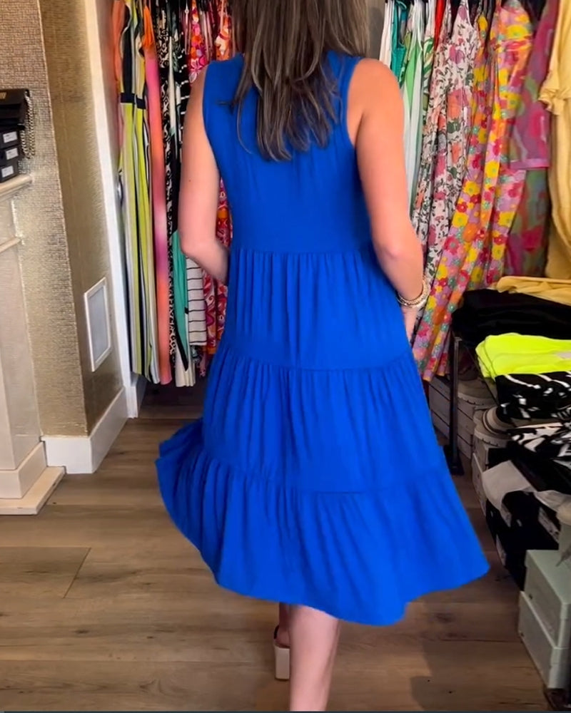 Kjole med plissert passform og ermeløs