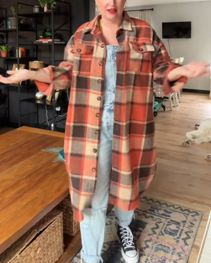 Uformell rutete kåpe med knapper