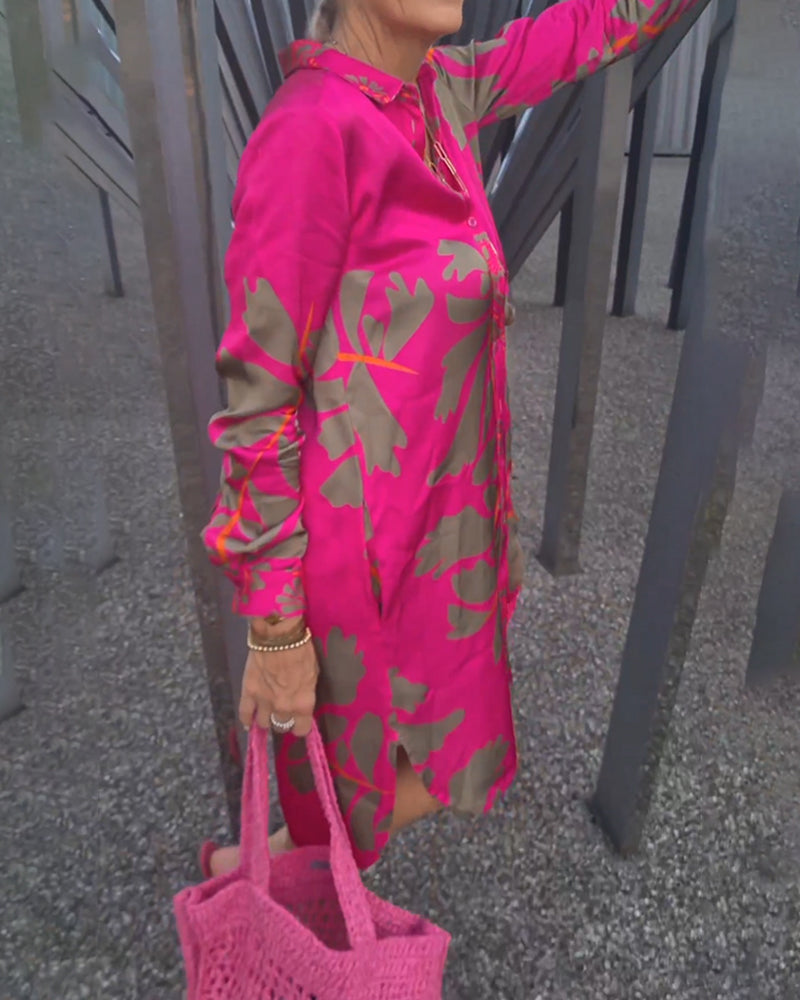 Skiftkjole med langermet skjortekrage