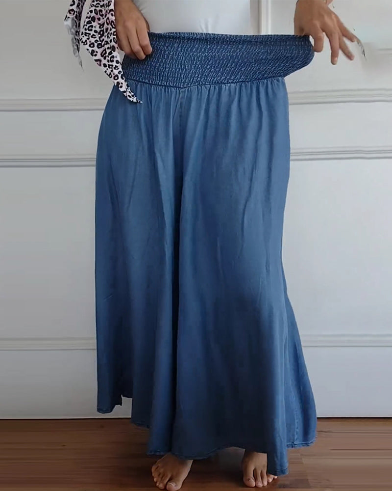 Bukser med elastisk midje og vide ben