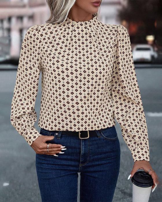 Bluse med vintage stil og print