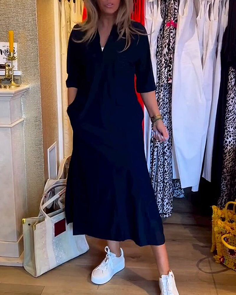 Lommekjole med v-hals