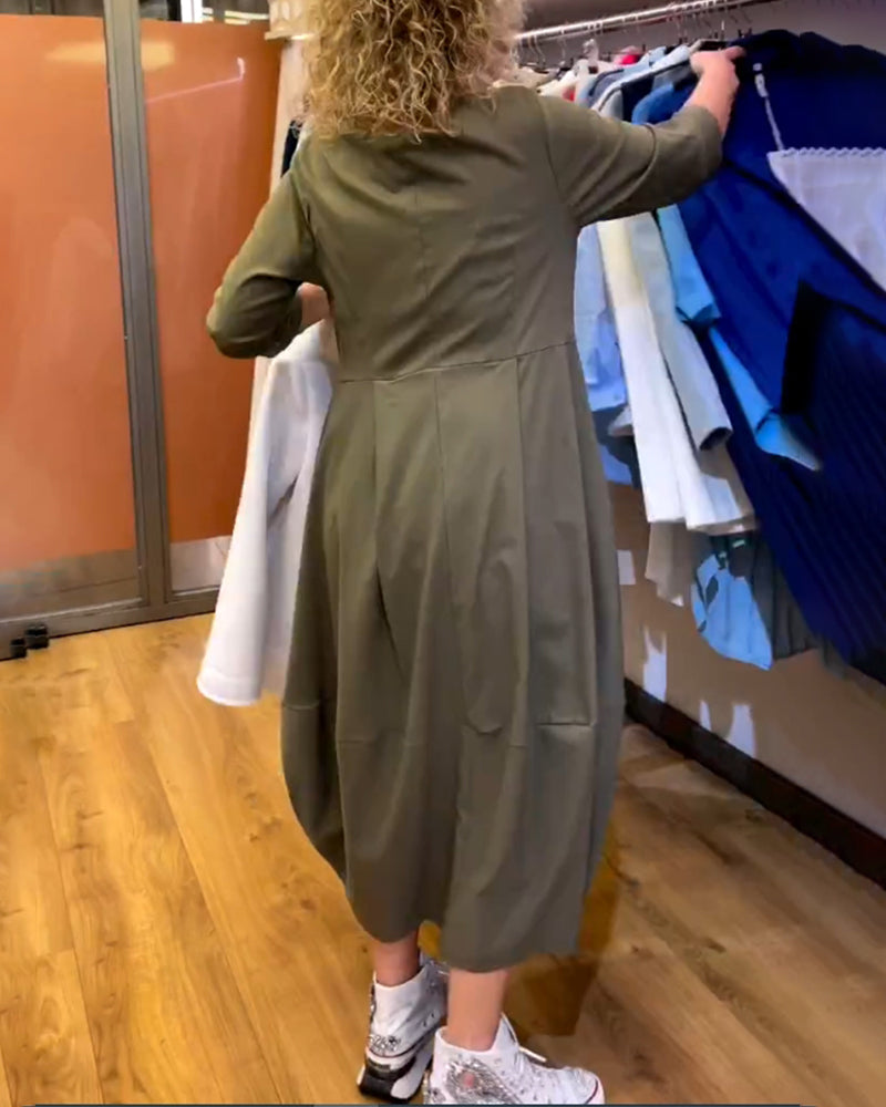 Rund hals 2/3-ermet kjole