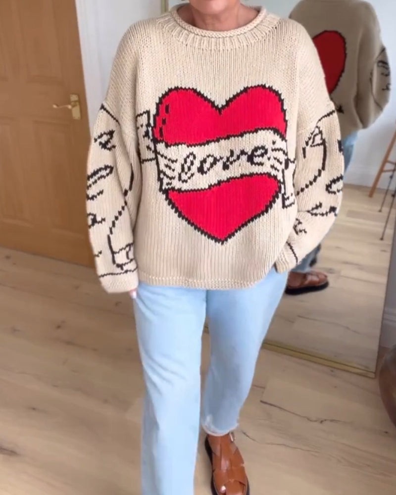 Elsker mønster fritidsgenser