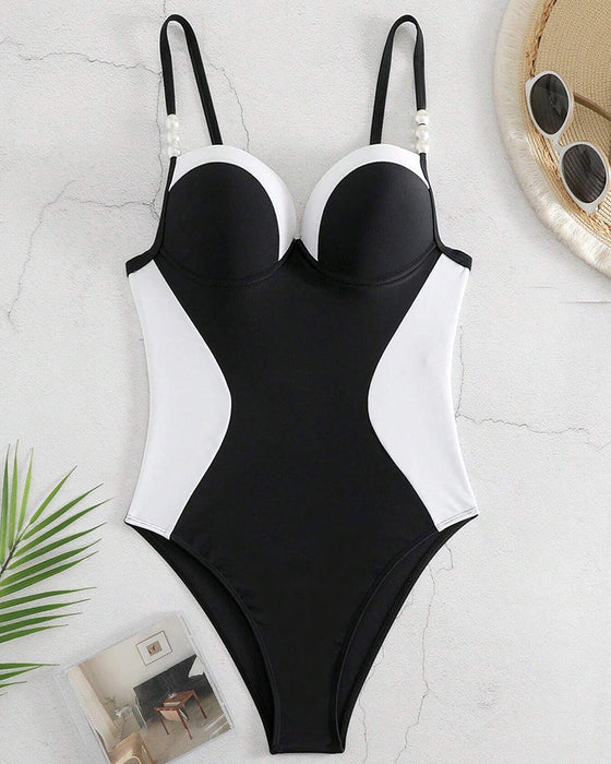 Fargeblokk badedrakt i ett stykke