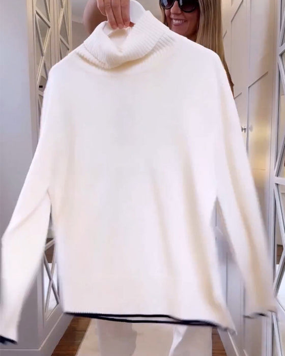 Pullover med høy nakke og lang erme