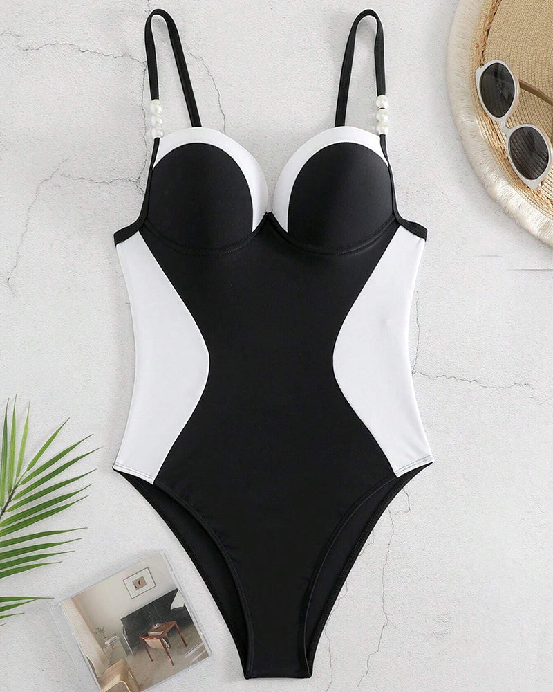 Fargeblokk badedrakt i ett stykke