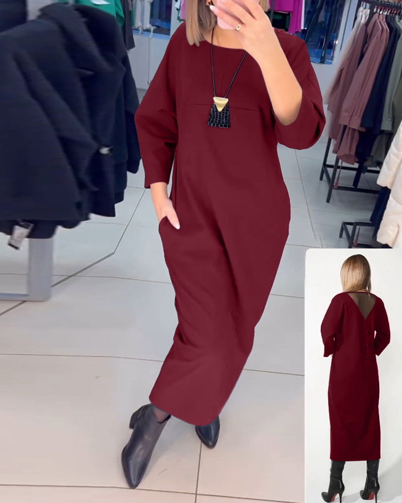 Kjole med lange ermer og lommer