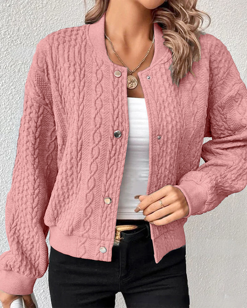 Ensfarget cardigan med knapper
