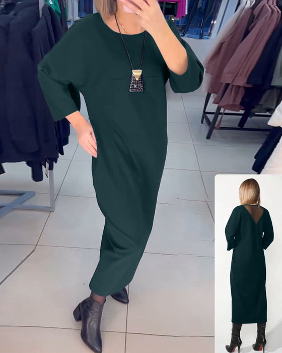 Kjole med lange ermer og lommer