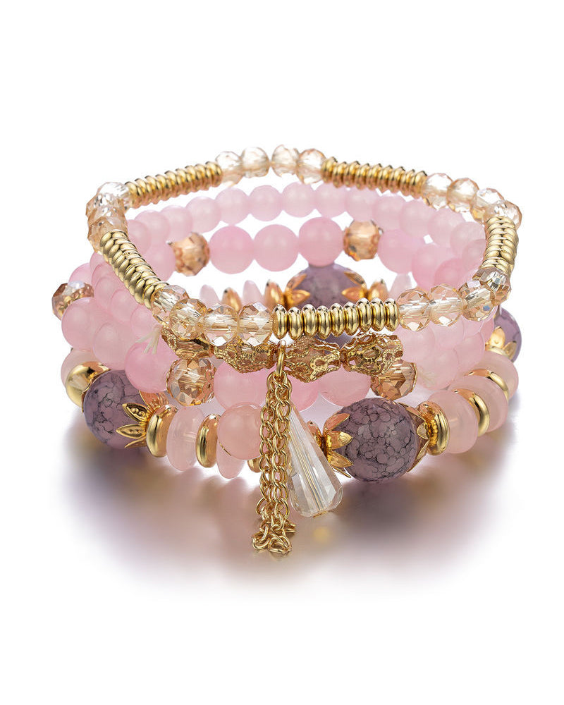 Flerlags perlearmbånd med frynser i bohemisk-stil